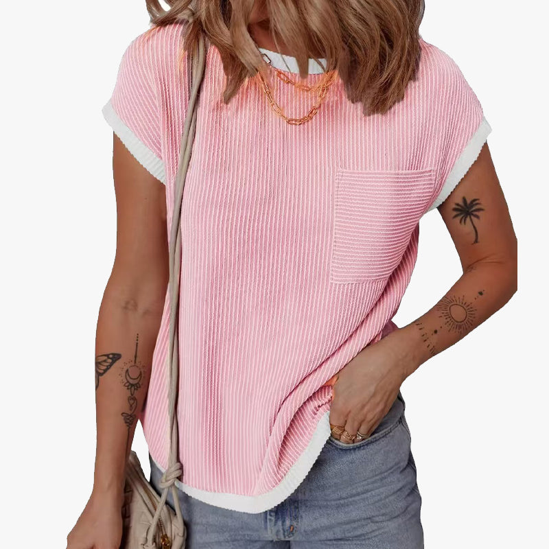 Lässiges Damen T-Shirt mit Rundhalsausschnitt und kurzen Ärmeln