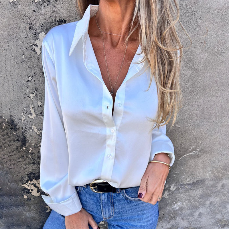 🎁🎁Elegantes Satinhemd mit langen Ärmeln（Kaufen Sie 2 gratis Versand）