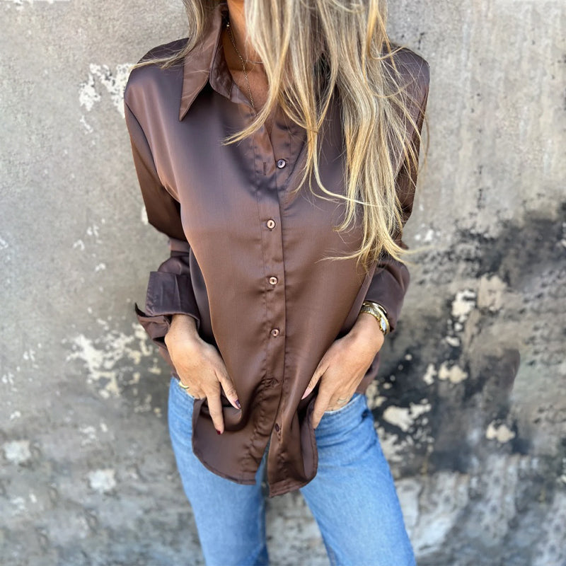 🎁🎁Elegantes Satinhemd mit langen Ärmeln（Kaufen Sie 2 gratis Versand）