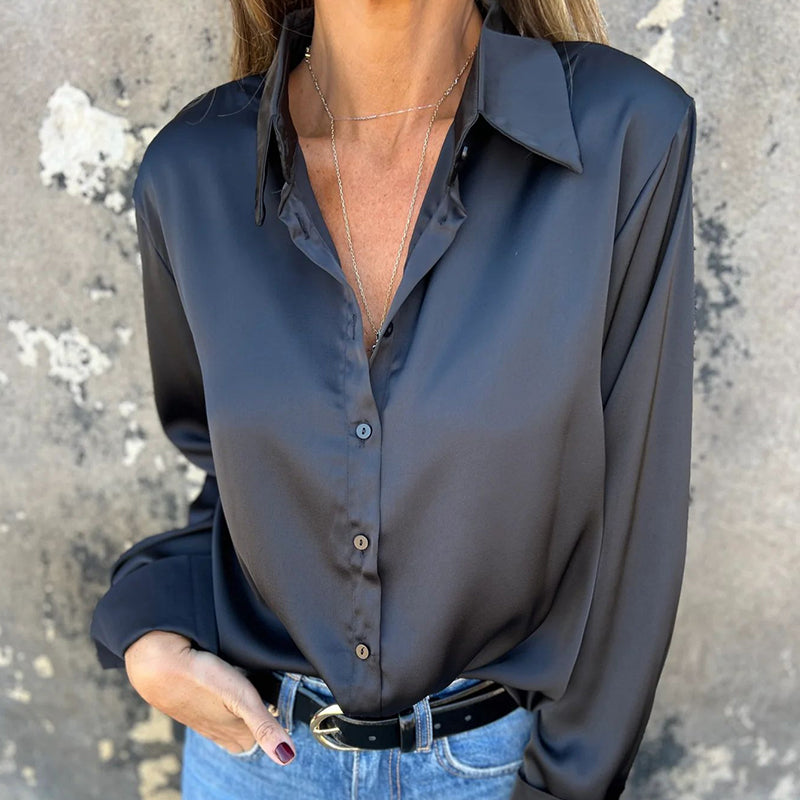 🎁🎁Elegantes Satinhemd mit langen Ärmeln（Kaufen Sie 2 gratis Versand）
