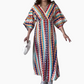Maxikleid für Damen mit Print, Colorblock-Design und V-Ausschnitt