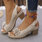 💖Lässige Damen-Sandalen mit floralem Hohlsaum und schrägem Absatz