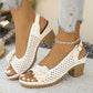 💖Lässige Damen-Sandalen mit floralem Hohlsaum und schrägem Absatz