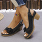 💖Lässige Damen-Sandalen mit floralem Hohlsaum und schrägem Absatz
