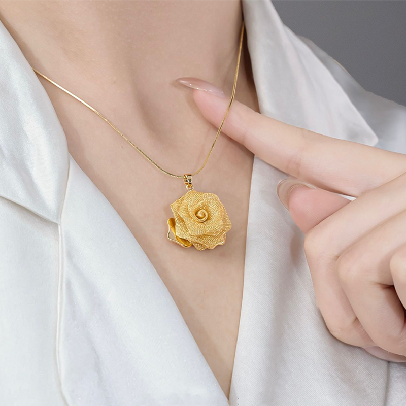 💖💖Doppellagige Halskette mit 3D-Rose und Kunstperlen