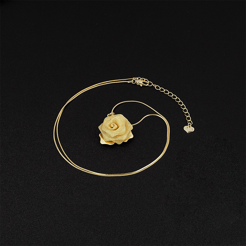 💖💖Doppellagige Halskette mit 3D-Rose und Kunstperlen