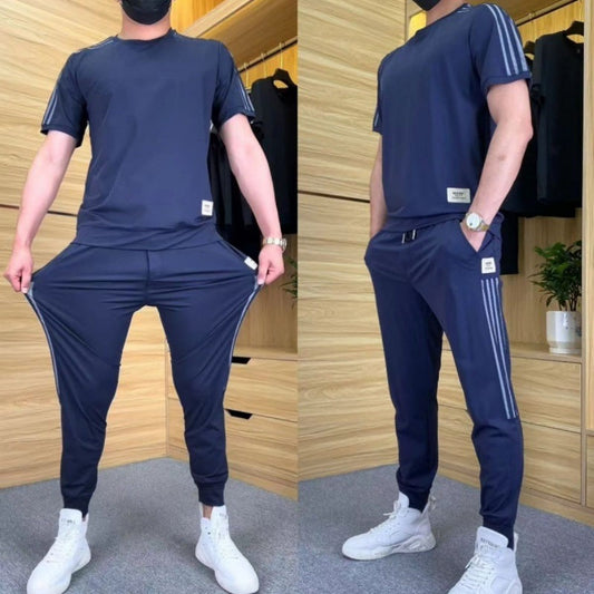 👖Zweiteiliges Sport-Set für Herren: Kurzarm-T-Shirt & Lange Hose