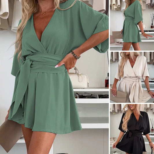 🦋Damen eleganter Kurzarm-Shorts-Jumpsuit