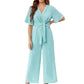 ❤️Eleganter V-Ausschnitt Jumpsuit mit breiter Taille und Bindeband für Damen