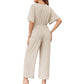 ❤️Eleganter V-Ausschnitt Jumpsuit mit breiter Taille und Bindeband für Damen