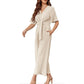 ❤️Eleganter V-Ausschnitt Jumpsuit mit breiter Taille und Bindeband für Damen
