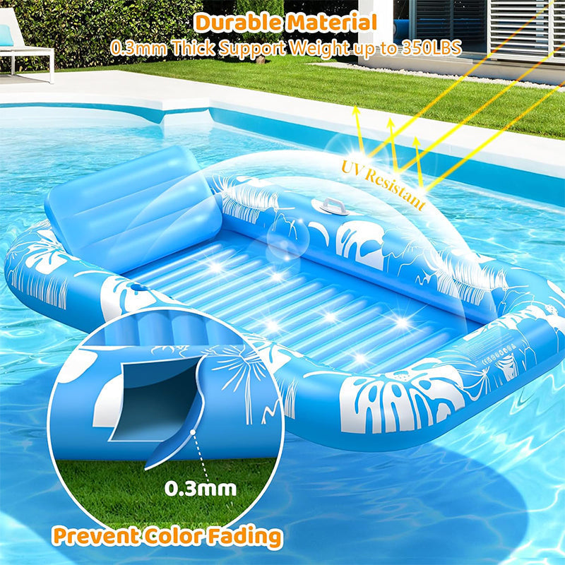🏊 56% RABATT! 🥳 Aufblasbare Bräu-Liege – Automatische Sprühkühlung & abnehmbares Kissen – Getränkehalter & Sicherheitsgriffe – perfekt für Garten, Pool oder Strand – ideal für zwei Erwachsene 💦
