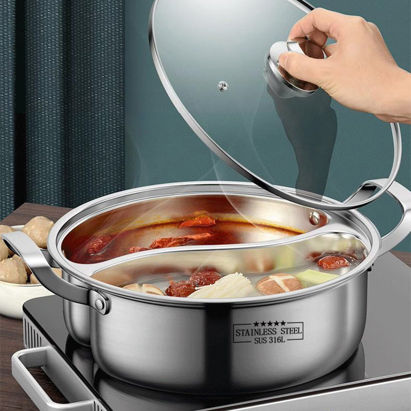 🔥🔥Hot Pot mit zwei Fächern aus dickem Edelstahl