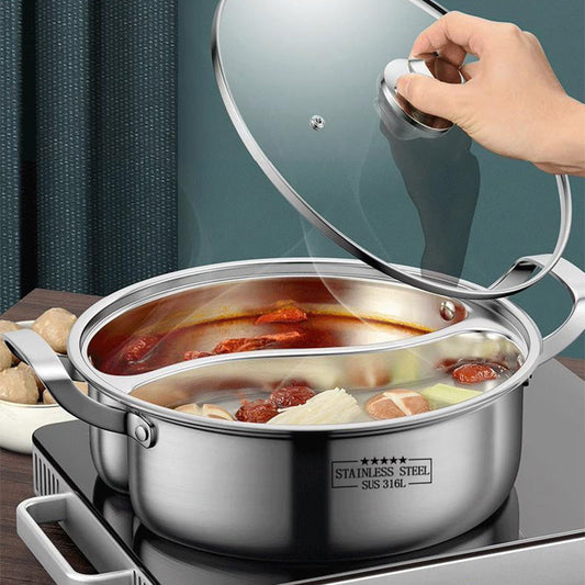 🔥🔥Hot Pot mit zwei Fächern aus dickem Edelstahl