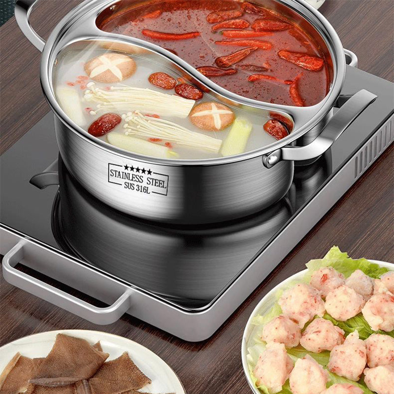 🔥🔥Hot Pot mit zwei Fächern aus dickem Edelstahl