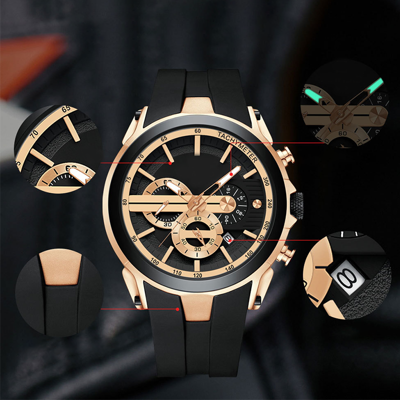 🔥Sportuhr im Stil mit Leuchtanzeige, Silikonarmband und wasserdichtem Design