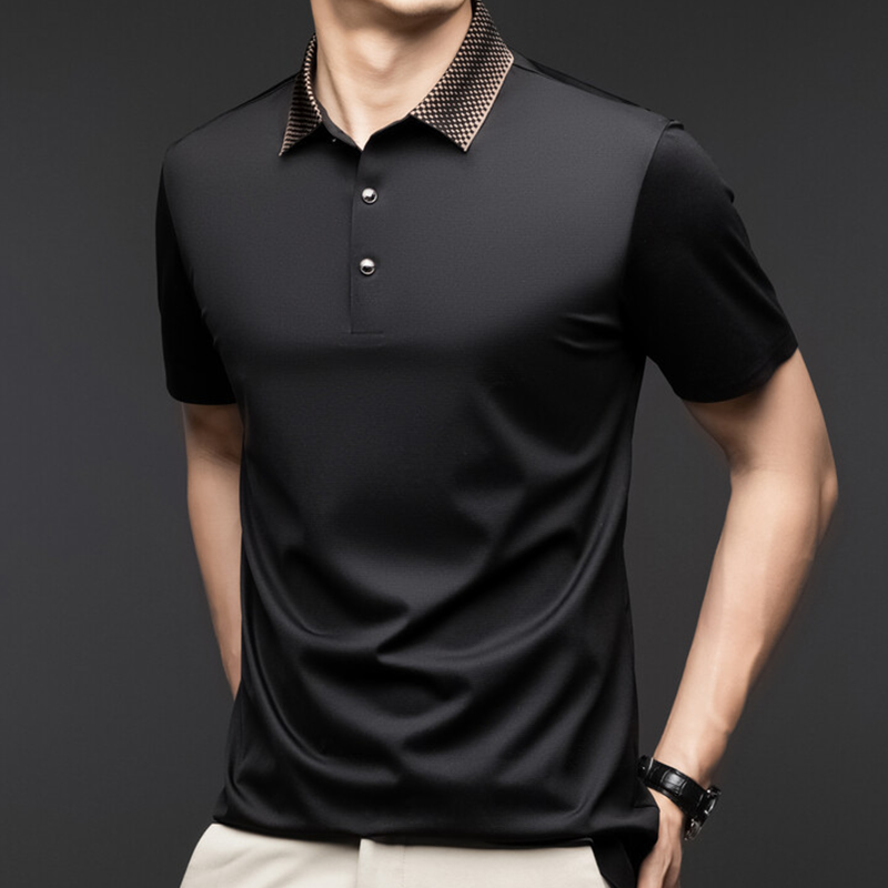 👔😎Herren T-Shirt mit kurzen Ärmeln und Hemdkragen im Business-Casual-Stil