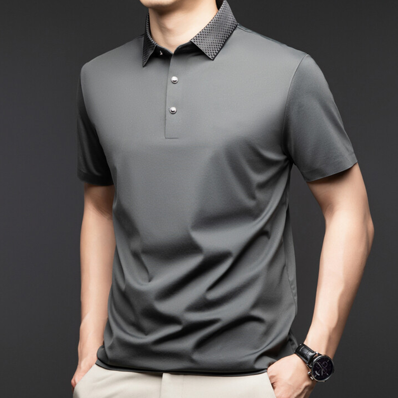 👔😎Herren T-Shirt mit kurzen Ärmeln und Hemdkragen im Business-Casual-Stil