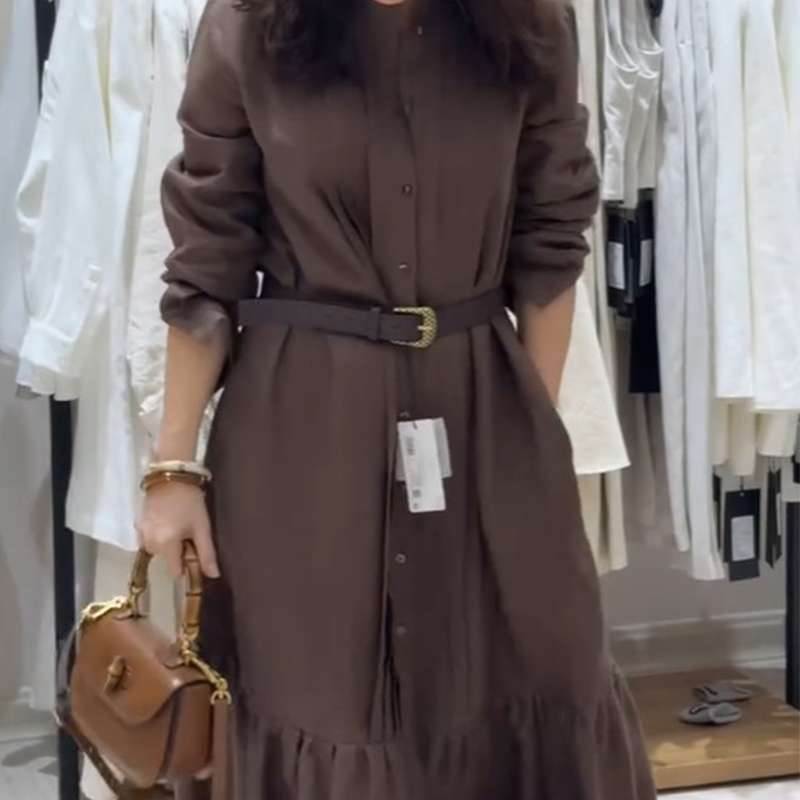 Langärmliges Hemdkleid mit Knopfleiste für Damen