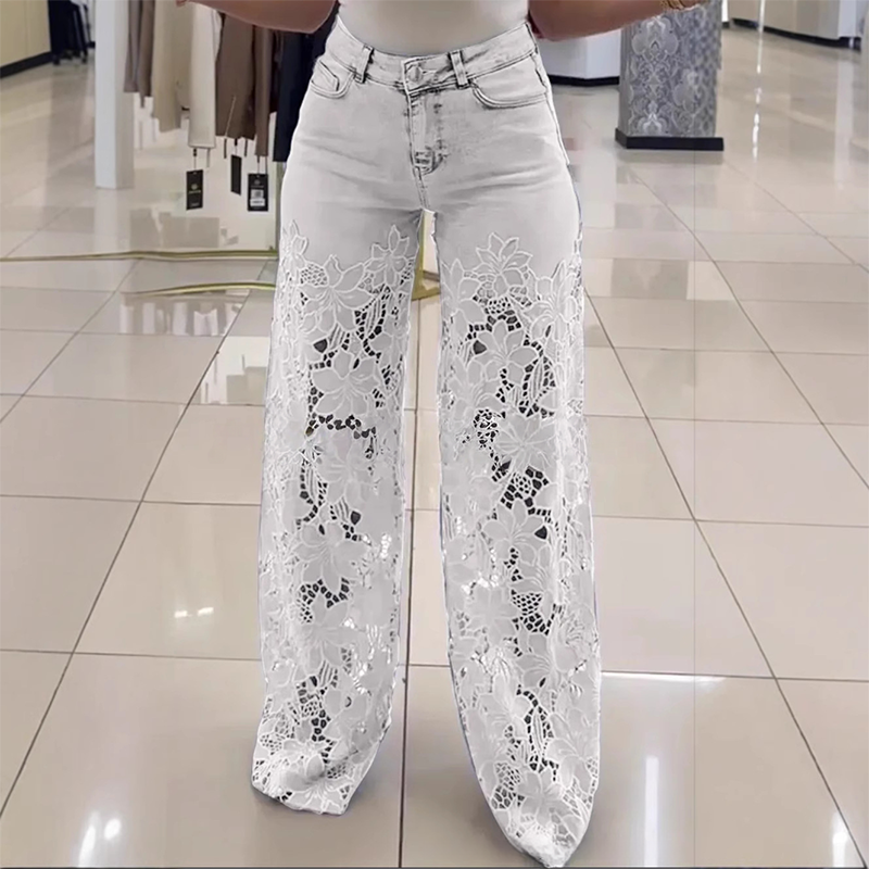 🌸Gespleißte Jeans mit Spitze🔥