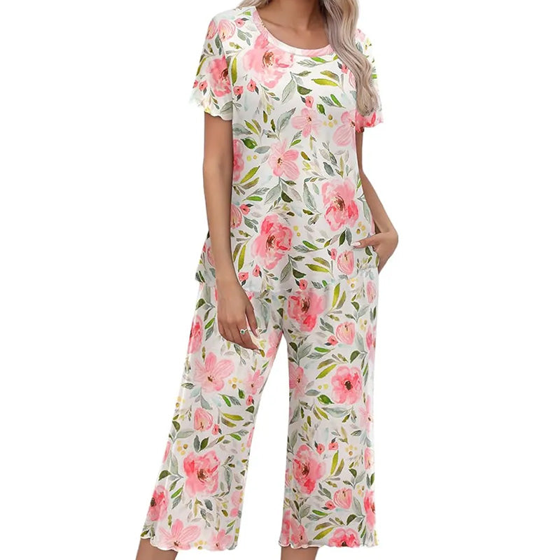 🎁Bedrucktes Damen Top & Hose Nachtwäsche Set