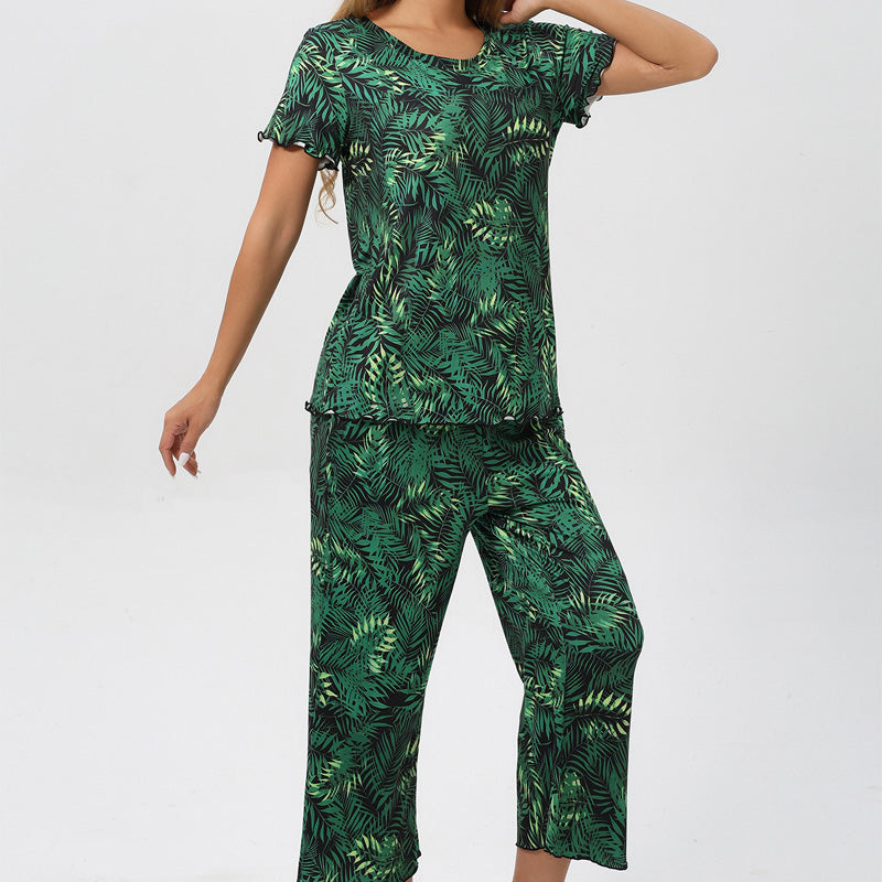 🎁Bedrucktes Damen Top & Hose Nachtwäsche Set