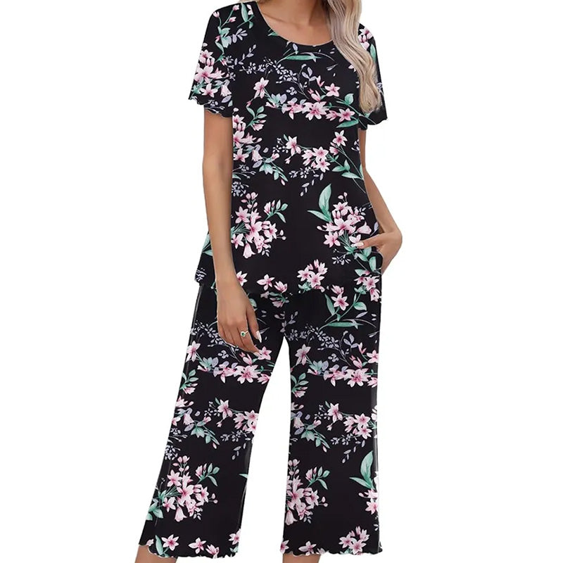 🎁Bedrucktes Damen Top & Hose Nachtwäsche Set
