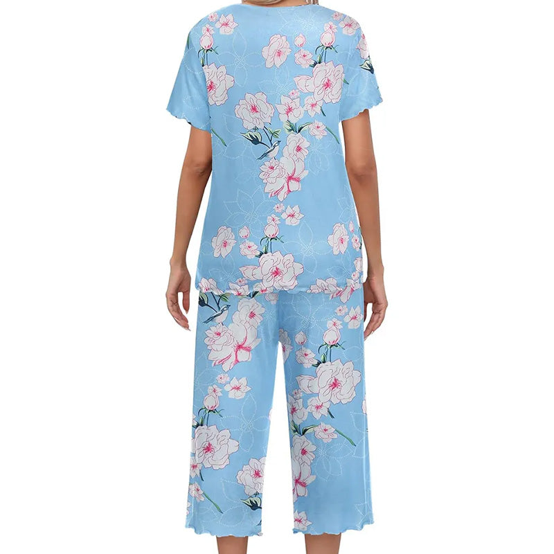 🎁Bedrucktes Damen Top & Hose Nachtwäsche Set