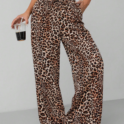 🍉🍉Modische, weite Hose mit geradem Bein und Leopardenmuster für Damen