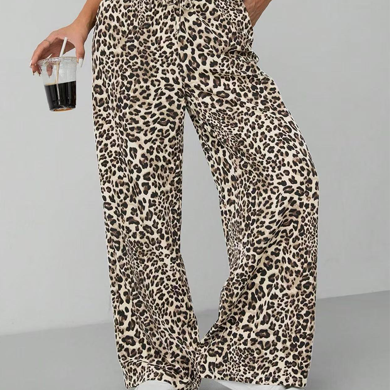 🍉🍉Modische, weite Hose mit geradem Bein und Leopardenmuster für Damen