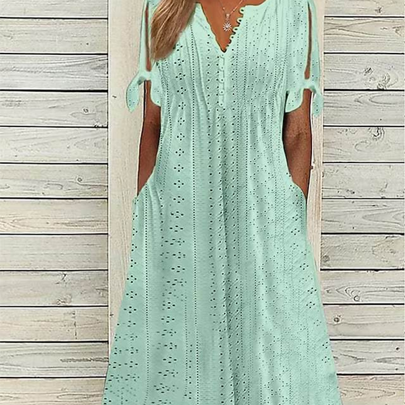 ⏰Last Day Sale 50% Rabatt💃💐Elegantes Kleid mit V-Ausschnitt und Hohlkehle für Frauen
