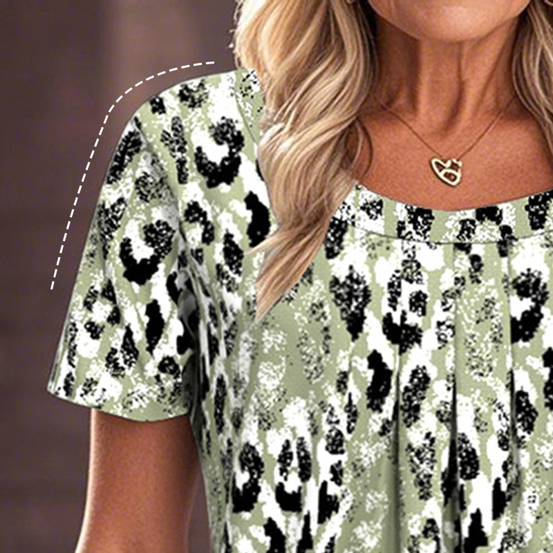 🌸🌸Lässiges Kurzarm-Top für Damen mit Druck und Rundhalsausschnitt🌸🌸