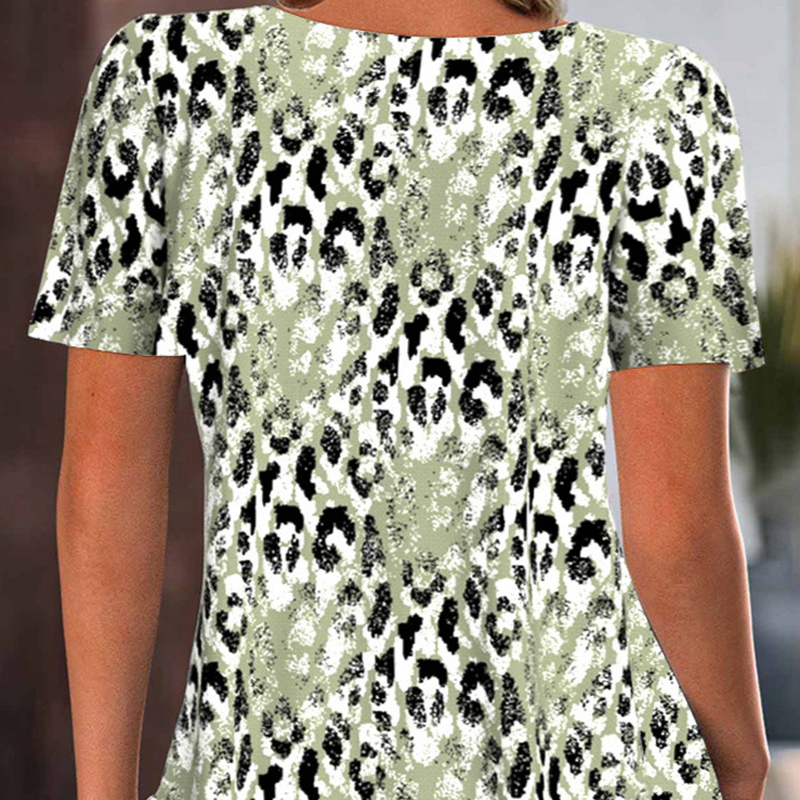 🌸🌸Lässiges Kurzarm-Top für Damen mit Druck und Rundhalsausschnitt🌸🌸