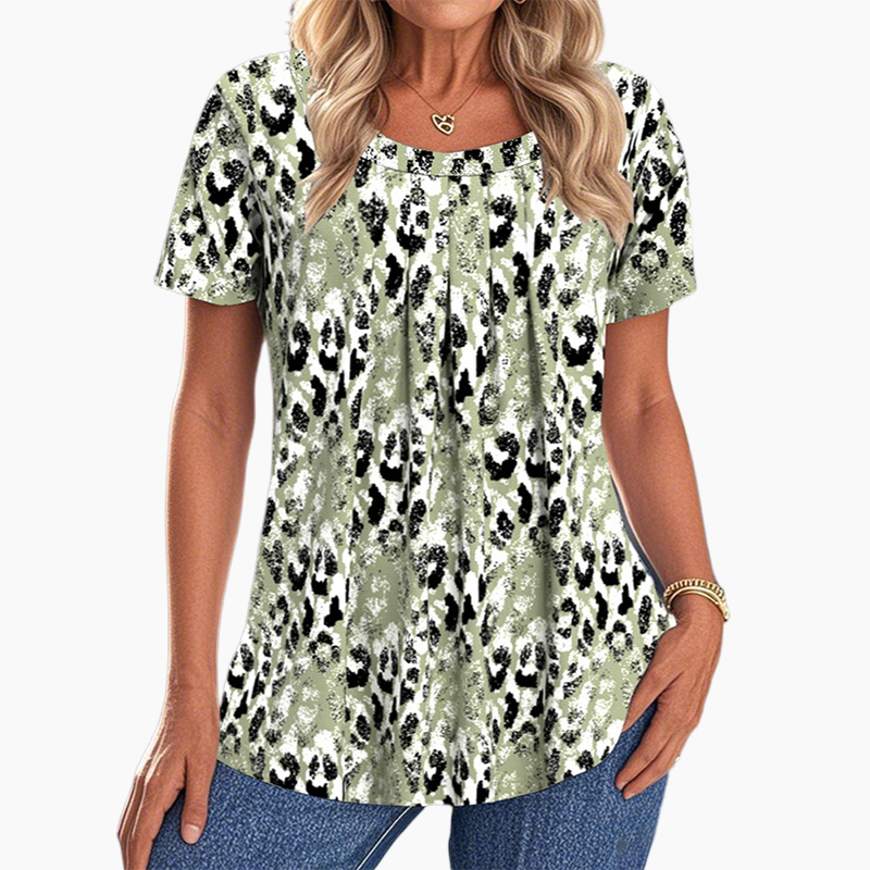 🌸🌸Lässiges Kurzarm-Top für Damen mit Druck und Rundhalsausschnitt🌸🌸