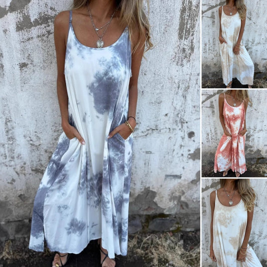 🌸🌸Batik-Kleid mit Farbverlauf und Spaghettiträgern für Damen