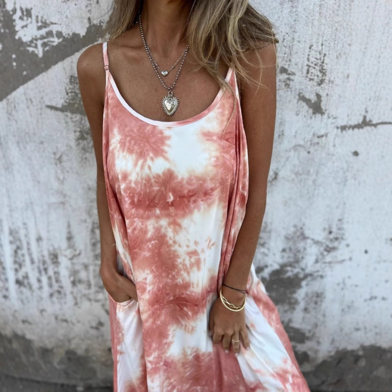 🌸🌸Batik-Kleid mit Farbverlauf und Spaghettiträgern für Damen
