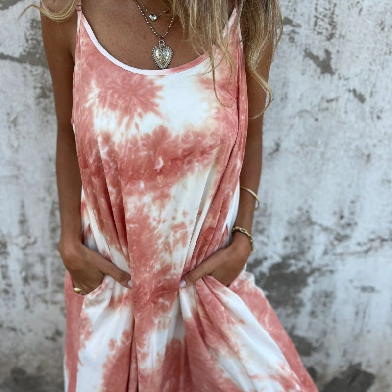 🌸🌸Batik-Kleid mit Farbverlauf und Spaghettiträgern für Damen
