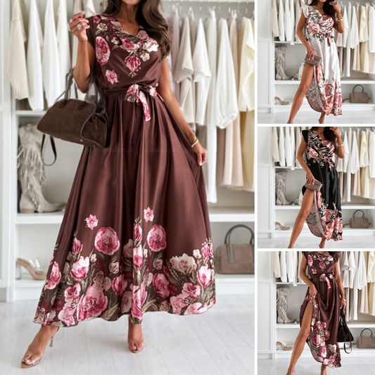 💃Elegantes bedrucktes Kleid mit V-Ausschnitt für Damen
