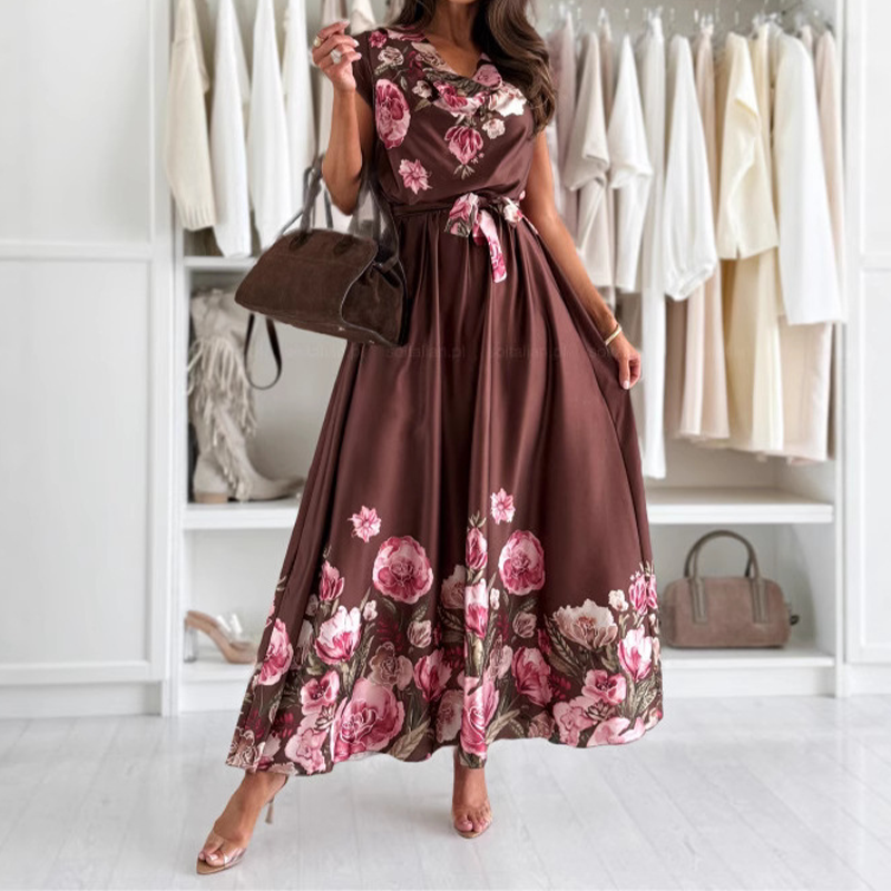 💃Elegantes bedrucktes Kleid mit V-Ausschnitt für Damen