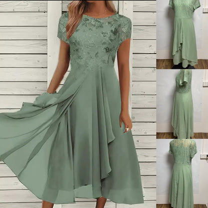 🌸💐Elegantes Damenkleid mit Rundhalsausschnitt🚀Kaufen Sie 2 und erhalten Sie kostenlosen Versand🚀