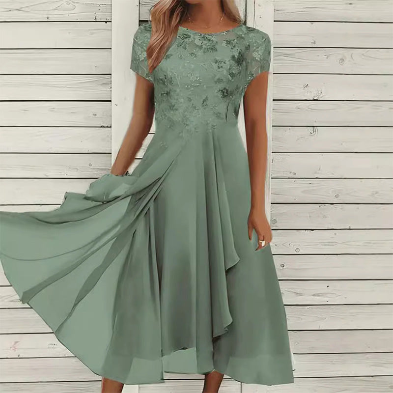 🌸💐Elegantes Damenkleid mit Rundhalsausschnitt🚀Kaufen Sie 2 und erhalten Sie kostenlosen Versand🚀