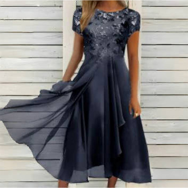 🌸💐Elegantes Damenkleid mit Rundhalsausschnitt🚀Kaufen Sie 2 und erhalten Sie kostenlosen Versand🚀