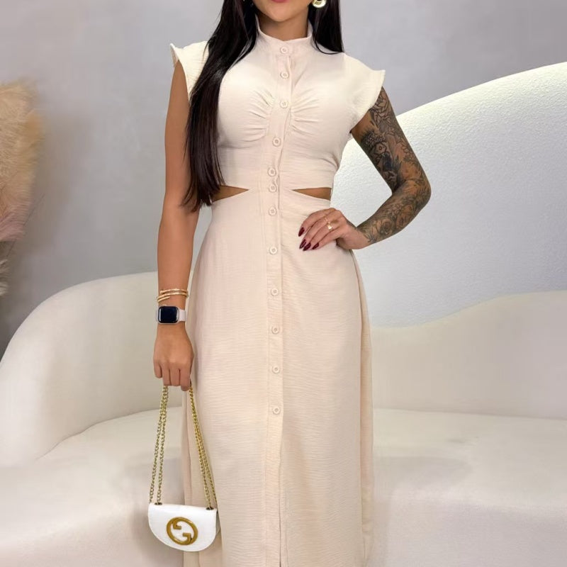 🌼Elegantes Kleid mit Kappenärmeln und Schlitz für Damen