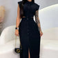 🌼Elegantes Kleid mit Kappenärmeln und Schlitz für Damen