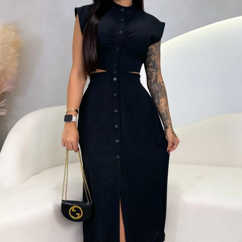 🌼Elegantes Kleid mit Kappenärmeln und Schlitz für Damen