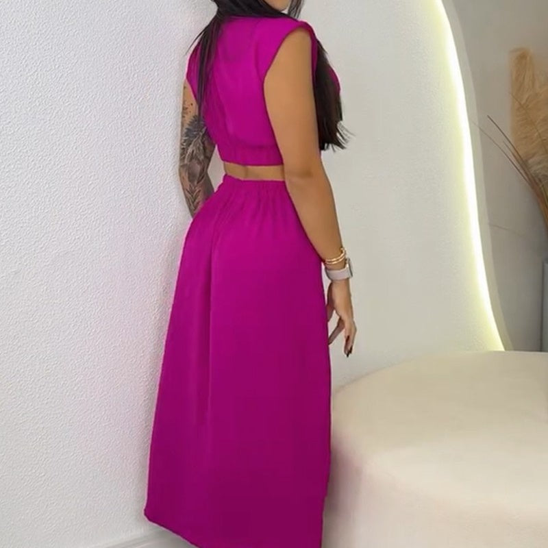 🌼Elegantes Kleid mit Kappenärmeln und Schlitz für Damen