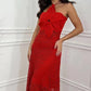 Neckholder-Kleid mit 3D-Blumenapplikation und Lochmuster für Damen