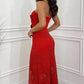 Neckholder-Kleid mit 3D-Blumenapplikation und Lochmuster für Damen