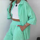 🔥Damen 2-teiliges Freizeitset: Bluse und Shorts mit elastischem Bund