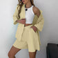 🔥Damen 2-teiliges Freizeitset: Bluse und Shorts mit elastischem Bund